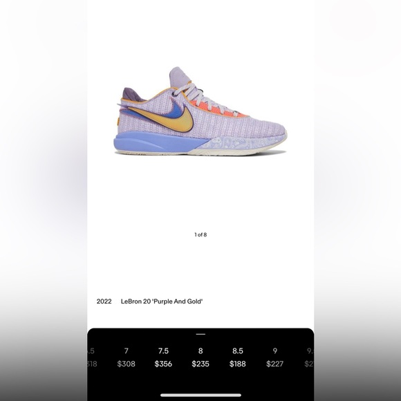 Lebron 20 purple and gold, still in good condition and only worn for a month - Picture 2 of 6